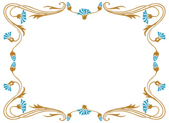 Decorative floral vector frame of abstract cornflowers in vintage style, greeting card decoration