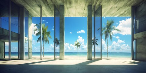 Modern Concrete Building With Ocean View