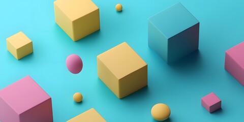 Abstract 3D Colorful Geometric Shapes and Spheres Background