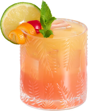 Transparent Mai Tai drink cocktail high details - Ready to use Premium PNG Cutout isolated image