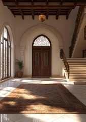 Obraz premium Luxury Home Interior Design with Ornate Doorway and Staircase