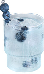 Transparent water, Fruit, sparkling water, kombucha, blue, Ice cubes drink cocktail high details - Ready to use Premium PNG Cutout isolated image
