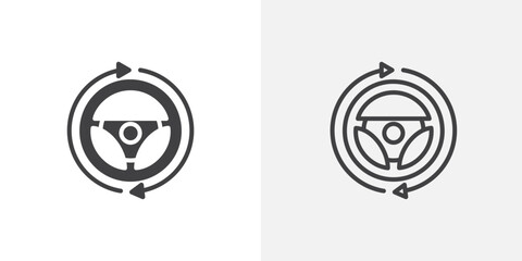 Autopilot vector icon set black filled and outlined style.