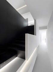 Obraz premium Modern Interior Design with Black and White Marble Stairs
