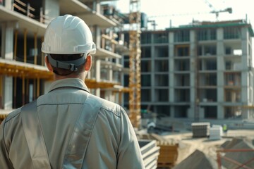Civil engineer looking at a construction site