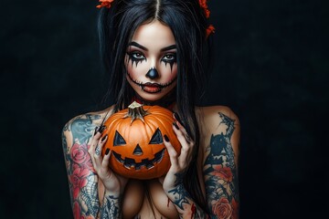 Haunting Halloween Harlequin ハロウィンの恐ろしい道化師.Generative AI