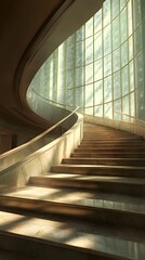 Obraz premium Curved Marble Staircase With Large Window