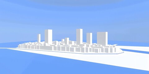 Obraz premium White Cityscape with a Blue Sky