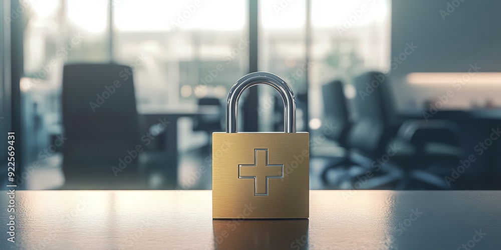 Aufkleber a padlock symbolizes the critical need for strong data security in healthcare, emphasizing the urgen