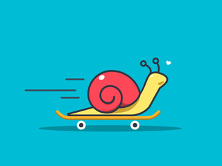 The snail with the skateboard. Isolated Vector Illustration © DrawingMyDiary