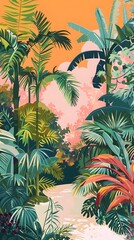 Tropical Rainforest Path Illustration