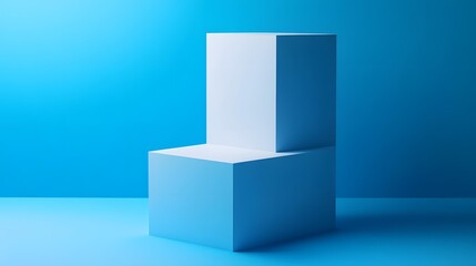 Obraz premium Blue and White Minimalist Geometric Shapes Abstract Background