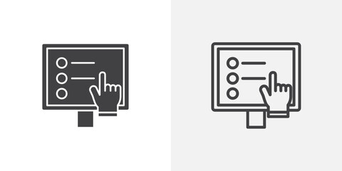 Self service vector icon set black filled and outlined style.