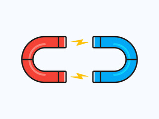 Two magnet is attracting to each others. Isolated Vector Illustration