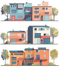 Colorful Cartoon Illustration Of A Street With Houses