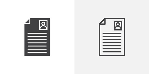 Job Application vector icon set black filled and outlined style.