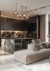 Modern Interior Design with Black and Gold Accents