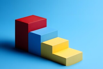 Naklejka premium Abstract Colorful 3D Geometric Shapes On Blue Background