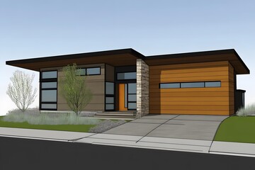 Modern House Exterior Design Illustration