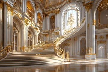 Naklejka premium Grand Staircase in a Palace Interior