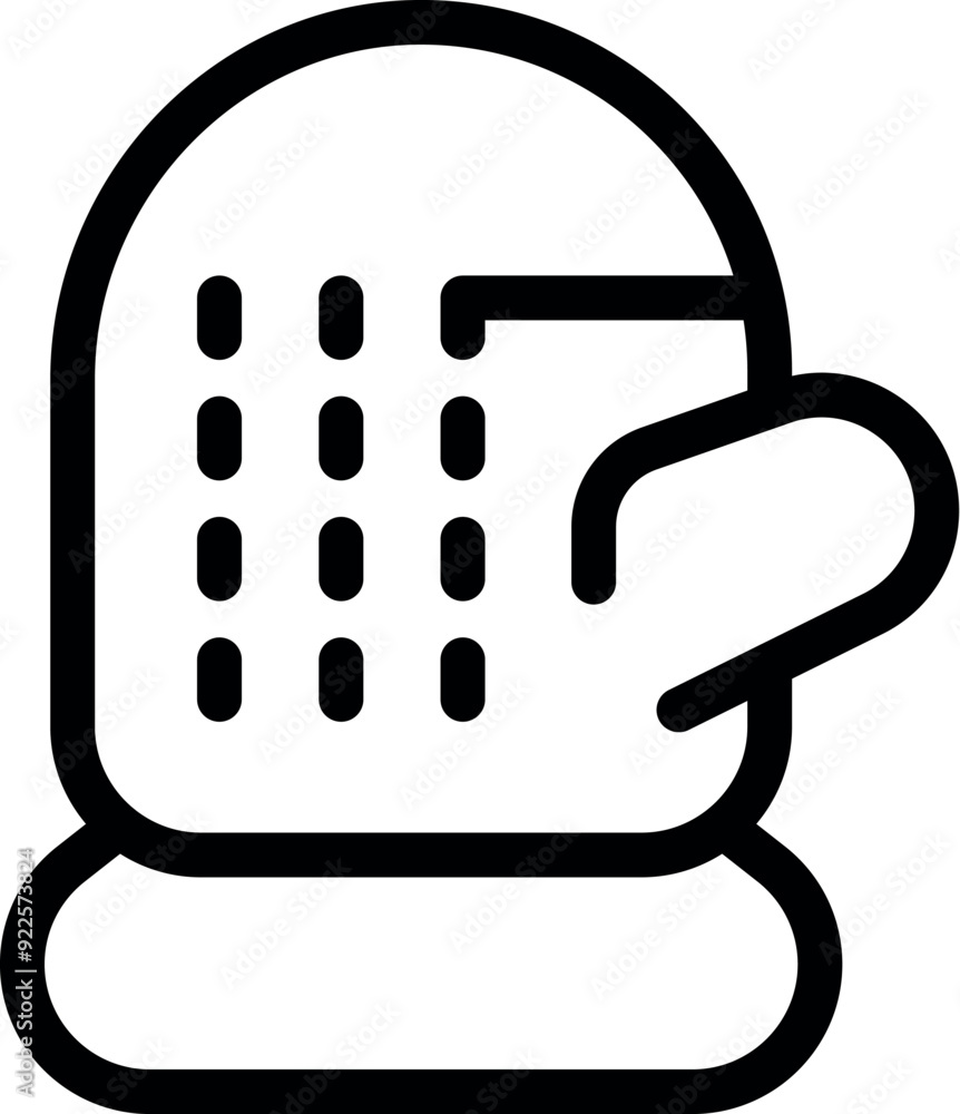Poster simple line icon of a winter glove, featuring a textured palm and a separate thumb section