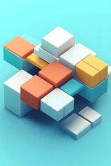 Obraz premium Abstract Geometric Shapes with Colorful Blocks