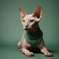  Emerald-Eyed Enigma: A Sphynx Cat's Curious Gaze