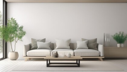 Modern living room with sofa and decor accessories with white color wall- 3D rendering__living Room"