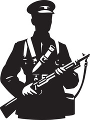 Black silhouette of a Soldier warrior isolated on a white background vector illustration