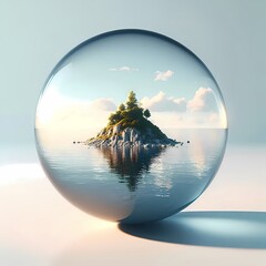  Microcosm of Eden: A Verdant Isle Suspended in Time and Glass