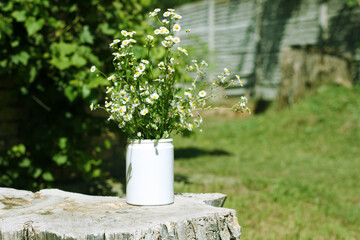A bouquet of wild flowers on the street
