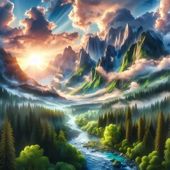 Where Mist-Kissed Mountains Embrace the Serpentine Soul of a Verdant River