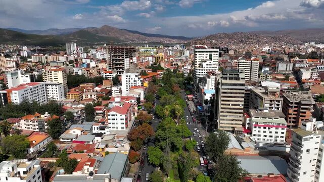 aerial view City of Cochabamba Bolivia