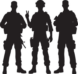 Black silhouette of a Soldier warrior isolated on a white background vector illustration