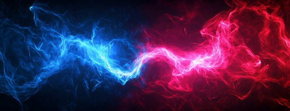Celestial Symphony Harmonious fusion of red and blue cosmic energies.Generative AI.Generative AI