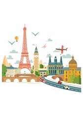 European Landmarks Illustration