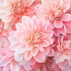 A detailed shot of pink dahlias, highlighting the texture and color gradients of the petals