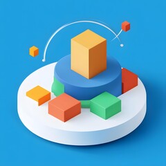 Obraz premium 3D Abstract Geometric Shapes Design with Colorful Blocks