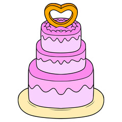 wedding cake top-down view illustration hand drawn isolated vector