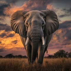 Obraz premium A powerful image of an elephant with a background that emphasizes conservation, suitable for World Animal Day
