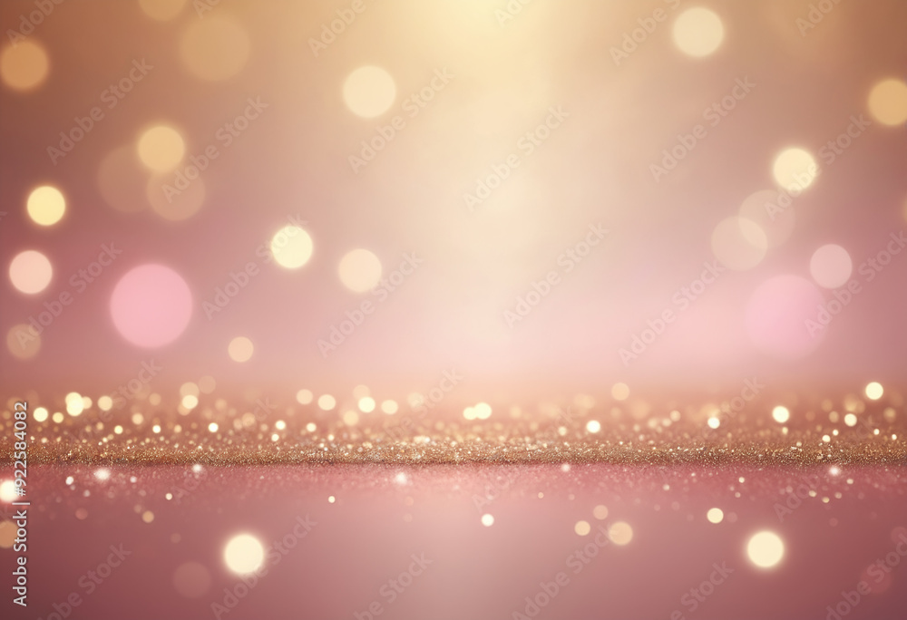 Sticker Shiny background with pink and gold radiant bokeh, soft glow