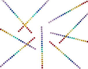 Criss-cross or crossed rows of sparkling gem rhinestones line up in different rows. All colors are connected or linked. Lines are scattered. Cheerful background is eye-catching.