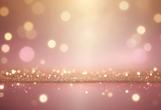 Shiny background with pink and gold radiant bokeh, soft glow
