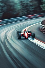 Dynamic Speed and Precision: Race Car Taking a Sharp Bend on Professional Racing Track