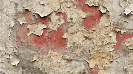 The rough texture of a wall with peeling paint tells a story of age and neglect, creating an evocative image.