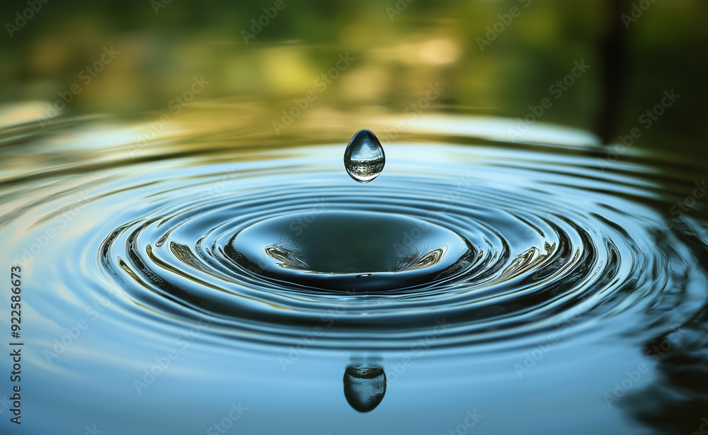 Poster a water droplet splashing into a pool, creating concentric ripples.