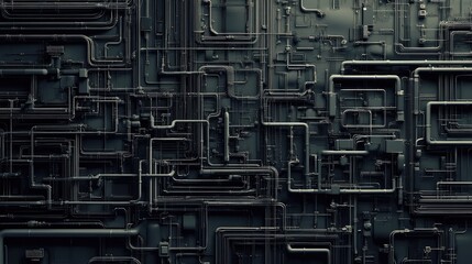Fototapeta premium Detailed maze-like network pattern with multiple intersections, resembling a subway system.