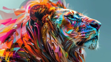 Abstract Lion with Colorful Design