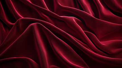 Obraz premium Elegant red velvet theater curtains with dramatic folds, creating a luxurious and classic atmosphere.