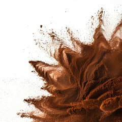 Coffee Beans and Cocoa Powder Explosion, PNG, transparent background